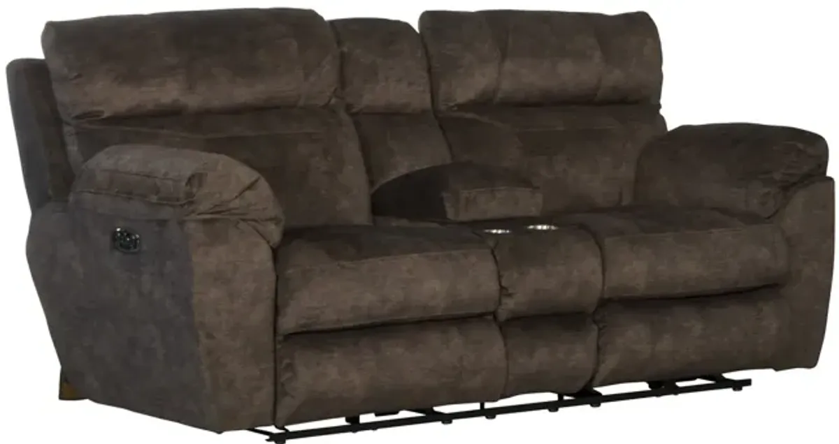 Verde Power Reclining Loveseat with Console - Mocha