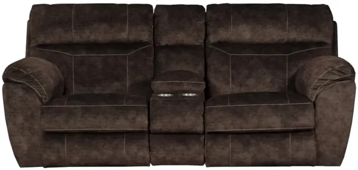 Verde Power Reclining Loveseat with Console - Mocha