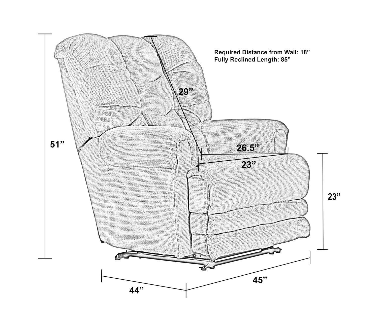 Karl Lay Flat Power Recliner Ink