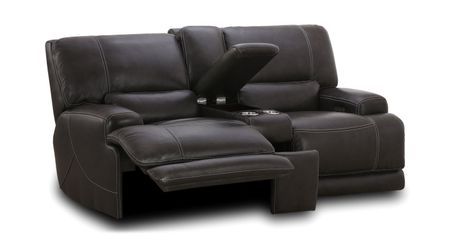 Valeur Leather Power Reclining Loveseat With Console