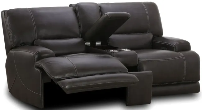 Valeur Leather Power Reclining Loveseat With Console