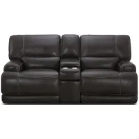 Valeur Leather Power Reclining Loveseat With Console