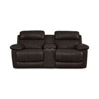 Finley Leather Power Reclining Loveseat With Console - Chocolate