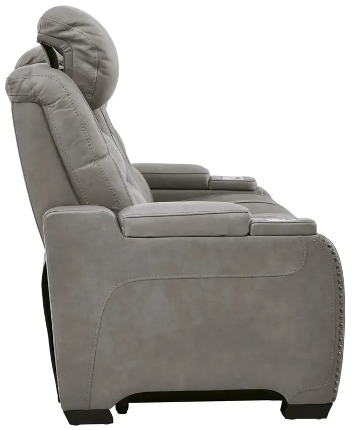 Rigel Leather Power Reclining Sofa - Gray