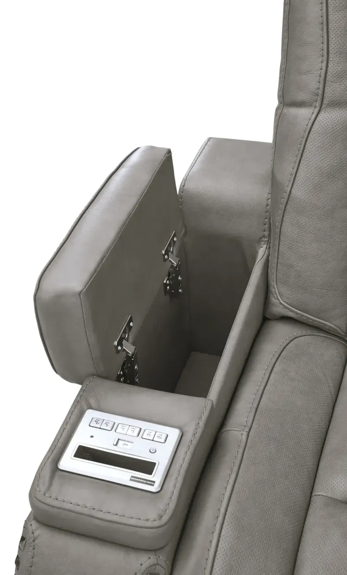 Rigel Leather Power Reclining Sofa - Gray