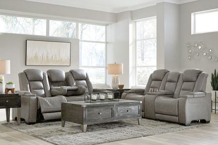 Rigel Leather Power Reclining Sofa - Gray
