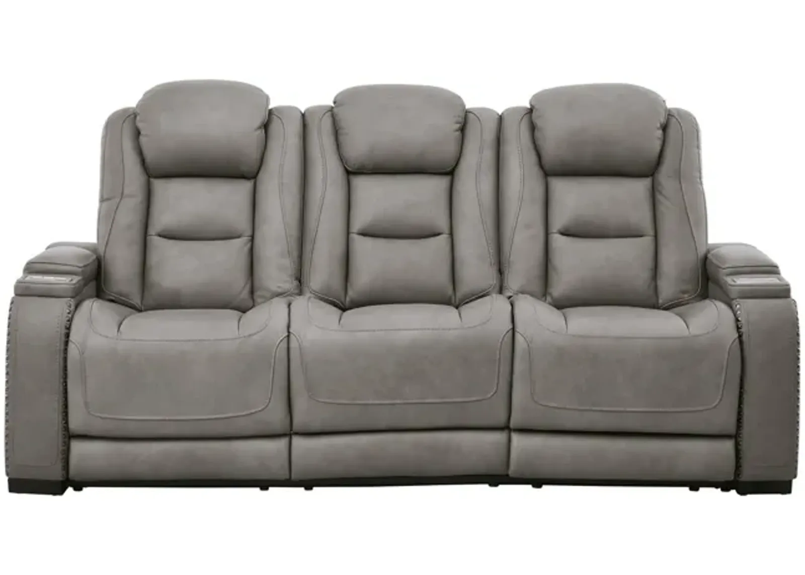 Rigel Leather Power Reclining Sofa - Gray