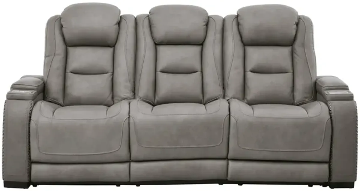 Rigel Leather Power Reclining Sofa - Gray