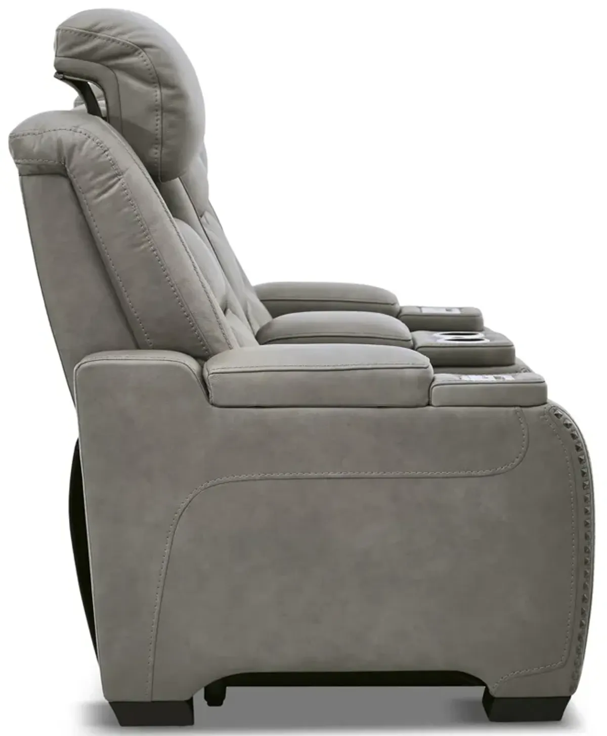 Rigel Leather Power Reclining Loveseat With Console - Gray