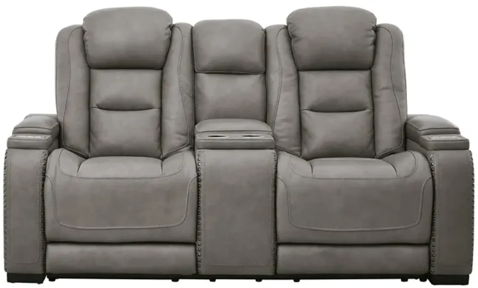 Rigel Leather Power Reclining Loveseat With Console - Gray