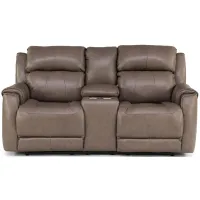 Cinch Leather Power Reclining Loveseat With Console