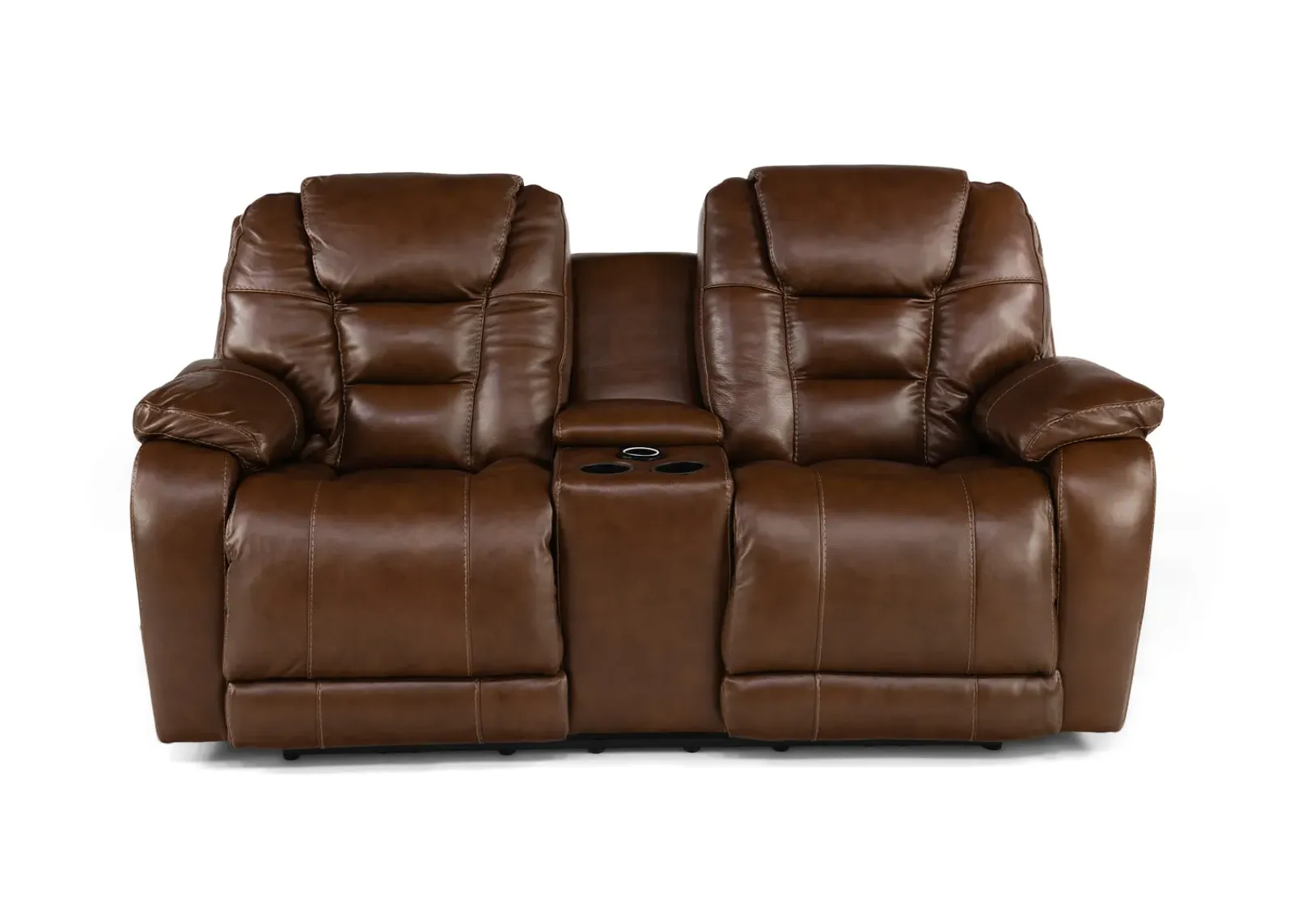 Custer Leather Power Reclining Loveseat with Console