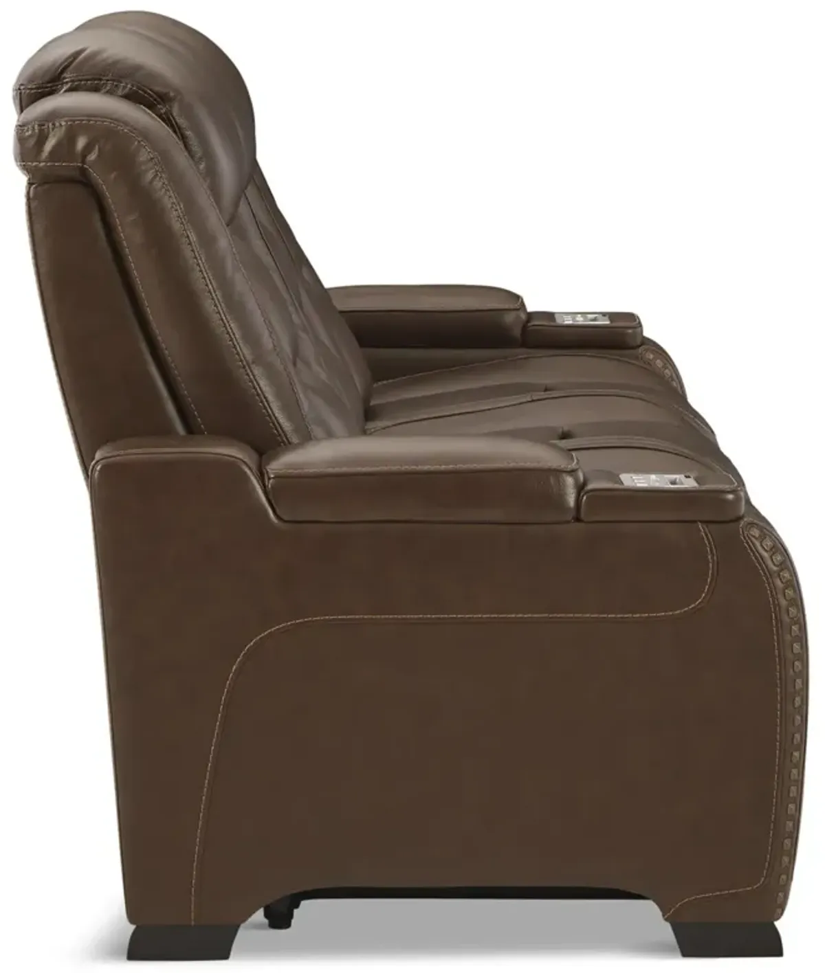 Rigel Leather Power Reclining Sofa- Mahogany