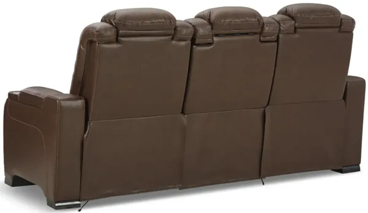 Rigel Leather Power Reclining Sofa- Mahogany