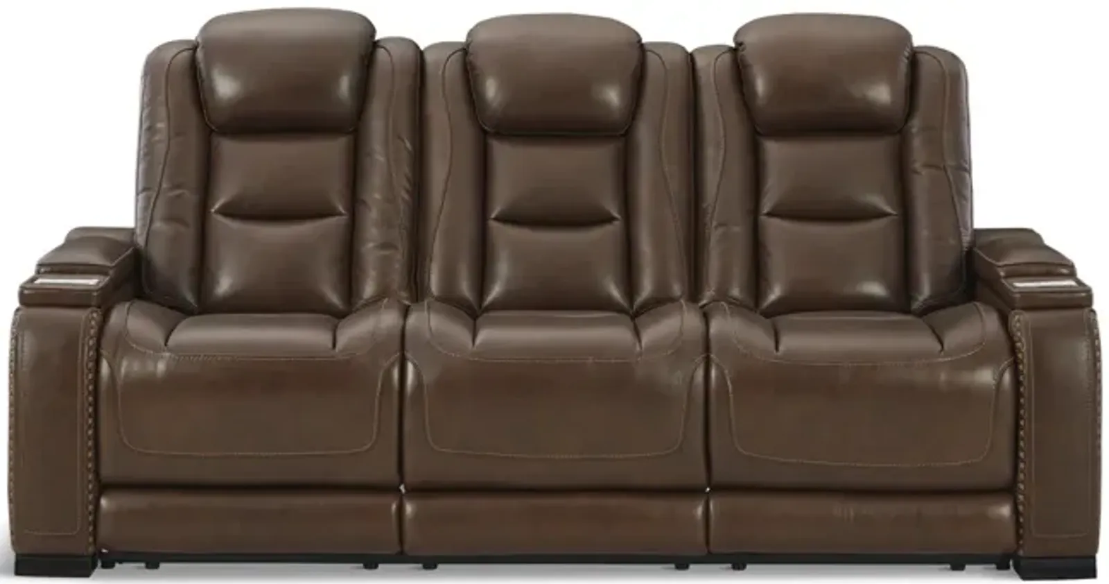 Rigel Leather Power Reclining Sofa- Mahogany