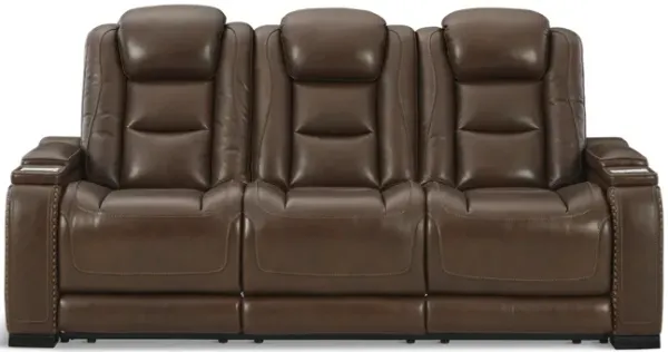 Rigel Leather Power Reclining Sofa- Mahogany