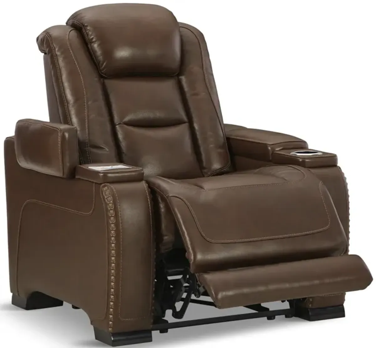 Rigel Leather Power Recliner - Mahogany