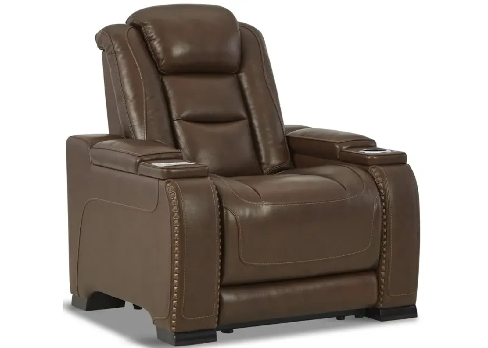 Rigel Leather Power Recliner - Mahogany