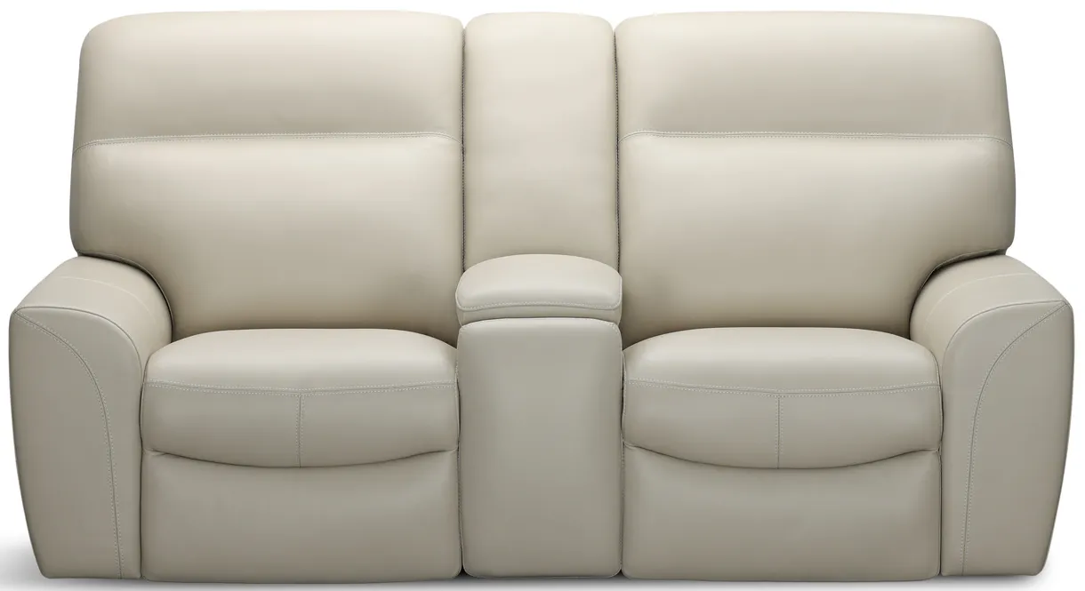 Peyton Leather Power Reclining Loveseat with Console