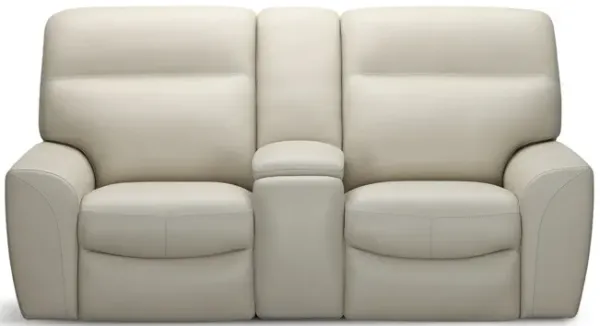 Peyton Leather Power Reclining Loveseat With Console