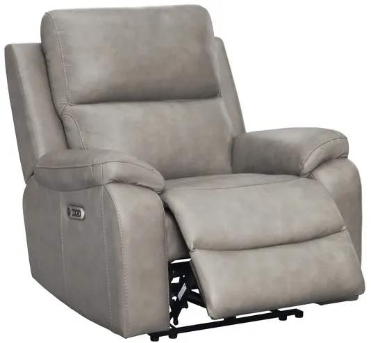 Mel Leather Power Recliner - Grey