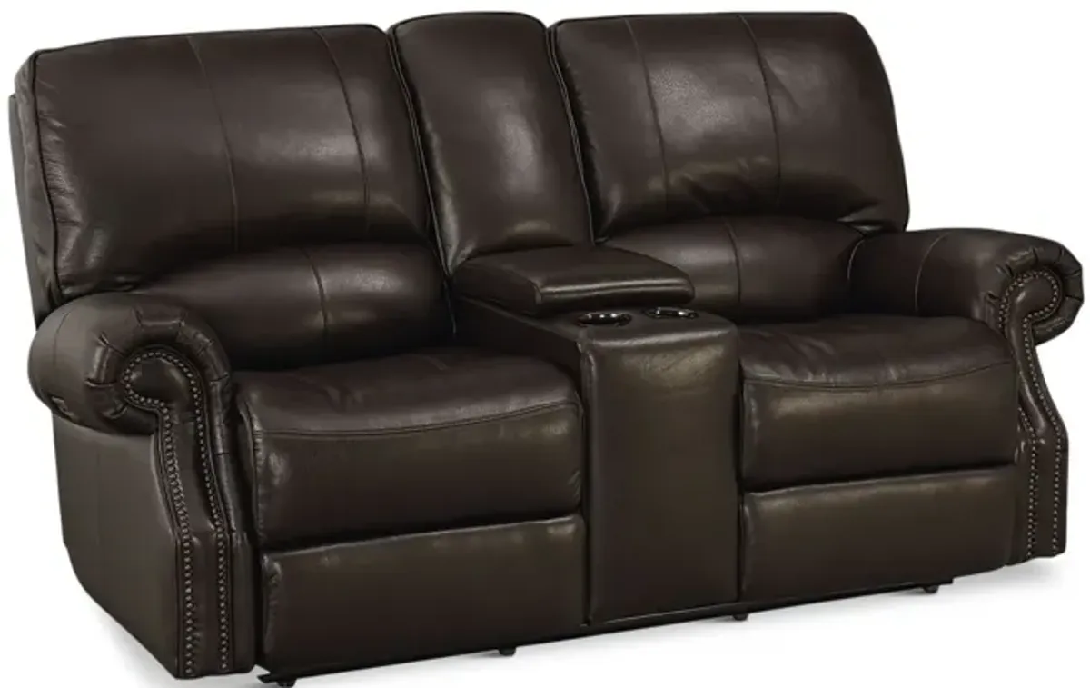 Prescott Leather Power Console Loveseat