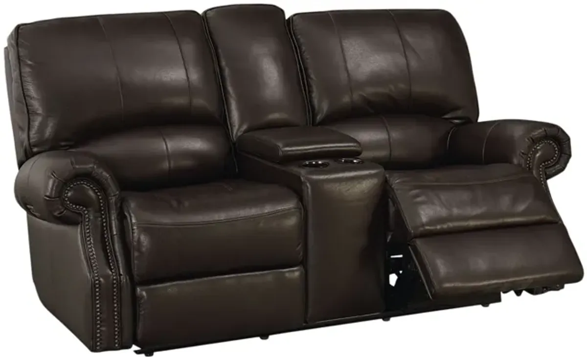 Prescott Leather Power Console Loveseat