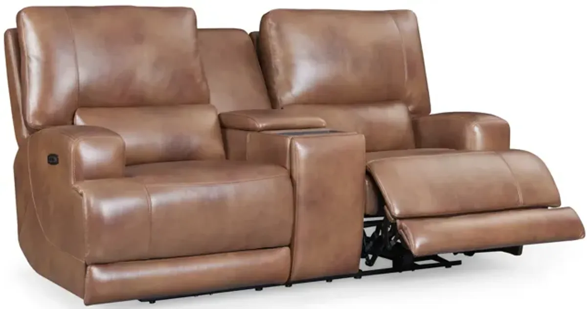 Robert Zero Gravity Leather Power Loveseat With Console