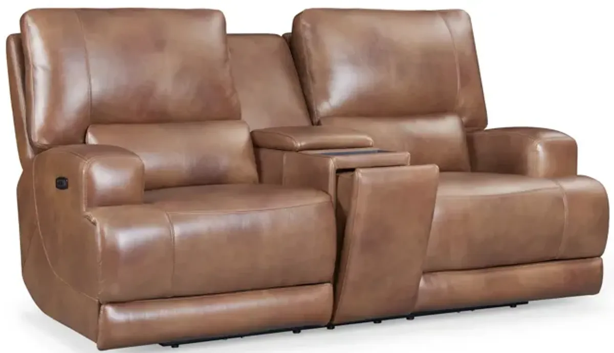 Robert Zero Gravity Leather Power Loveseat With Console