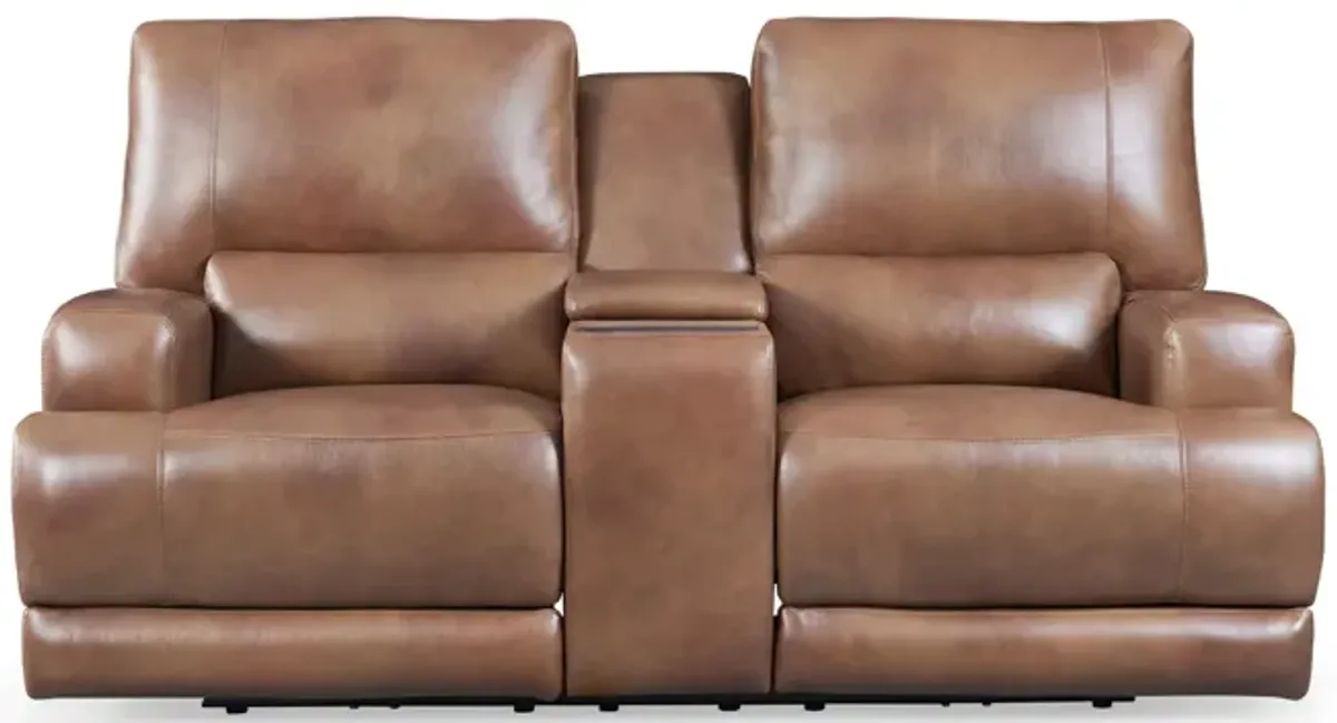 Robert Zero Gravity Leather Power Loveseat With Console