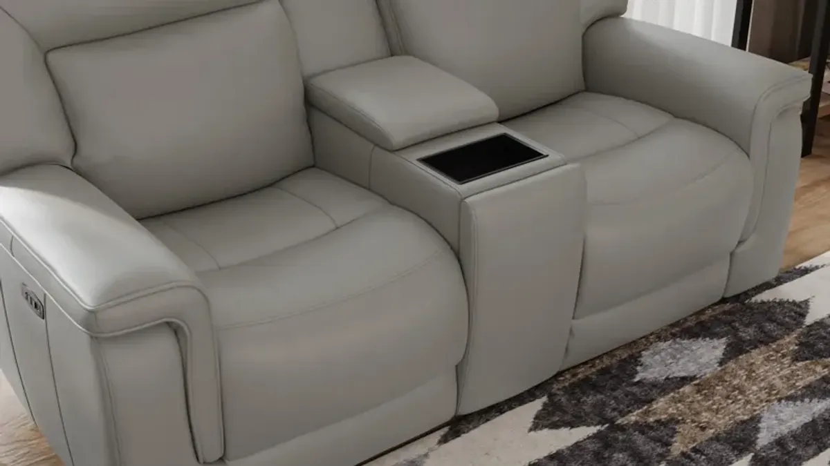 Marie Zero Gravity Leather Power Console Loveseat