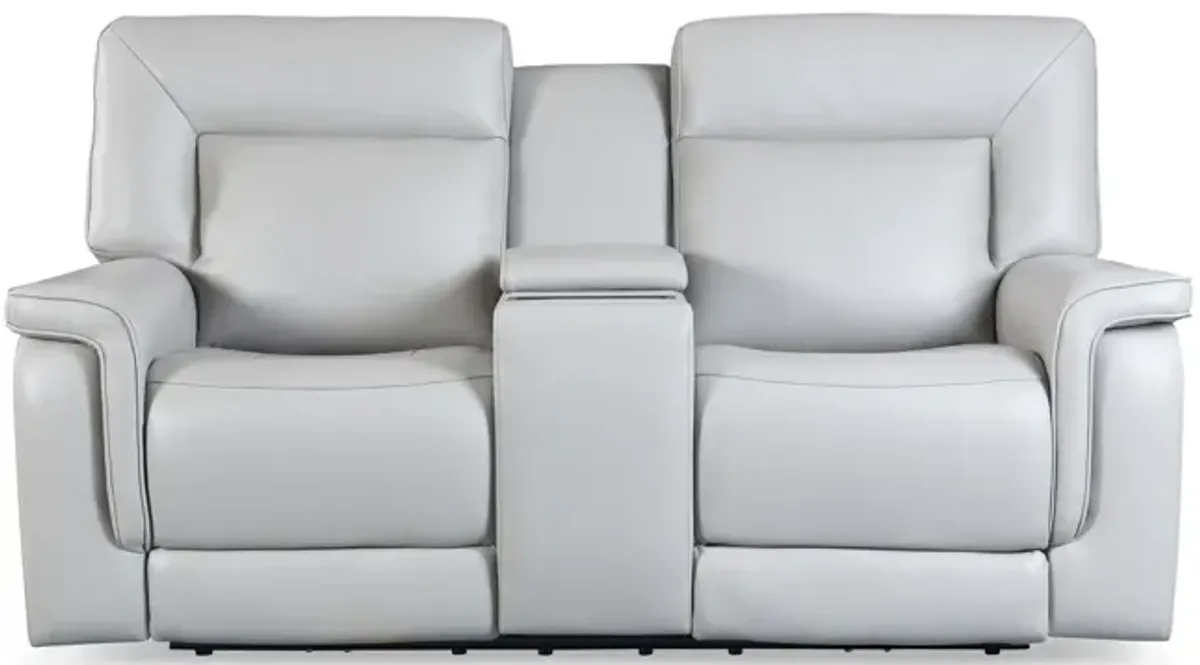 Marie Leather Power Console Loveseat