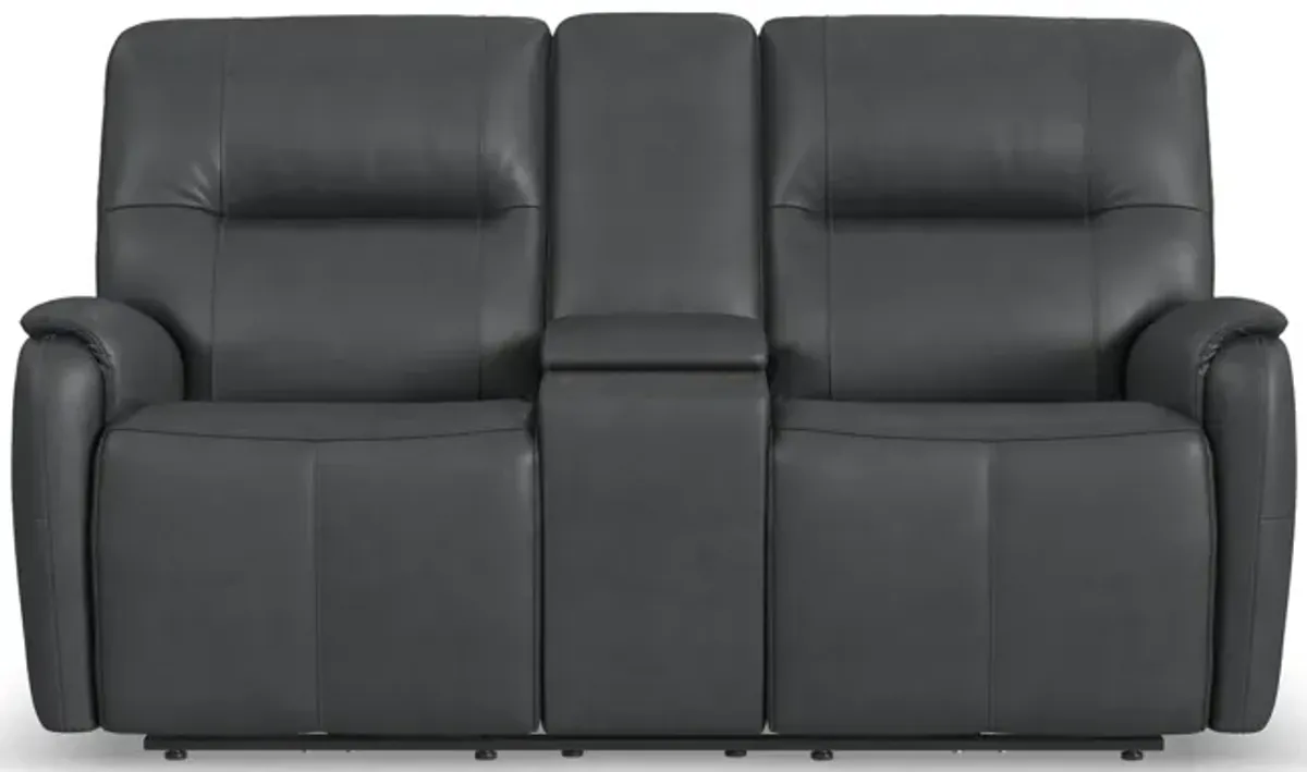 Wilson Leather Power Reclining Loveseat With Console