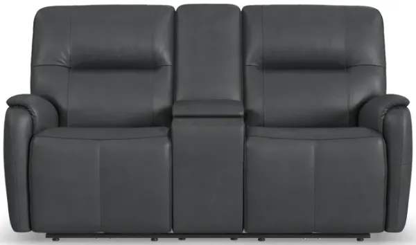 Wilson Leather Power Reclining Loveseat With Console
