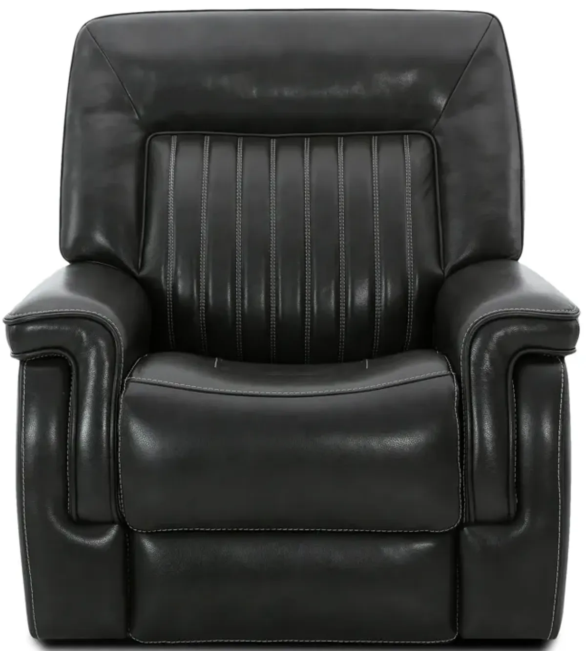 Edward Leather Power Recliner - Charcoal