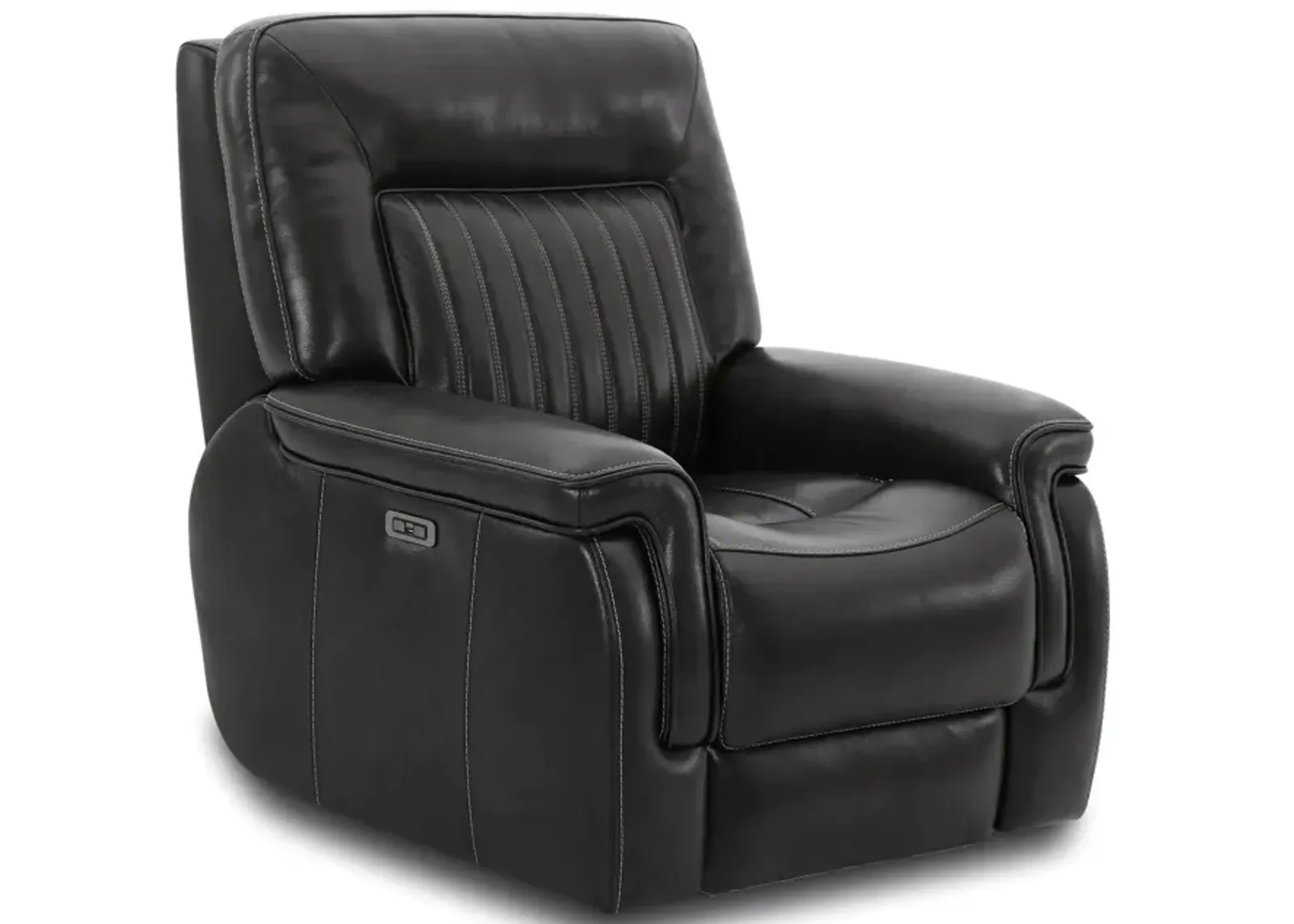 Edward Leather Power Recliner - Charcoal