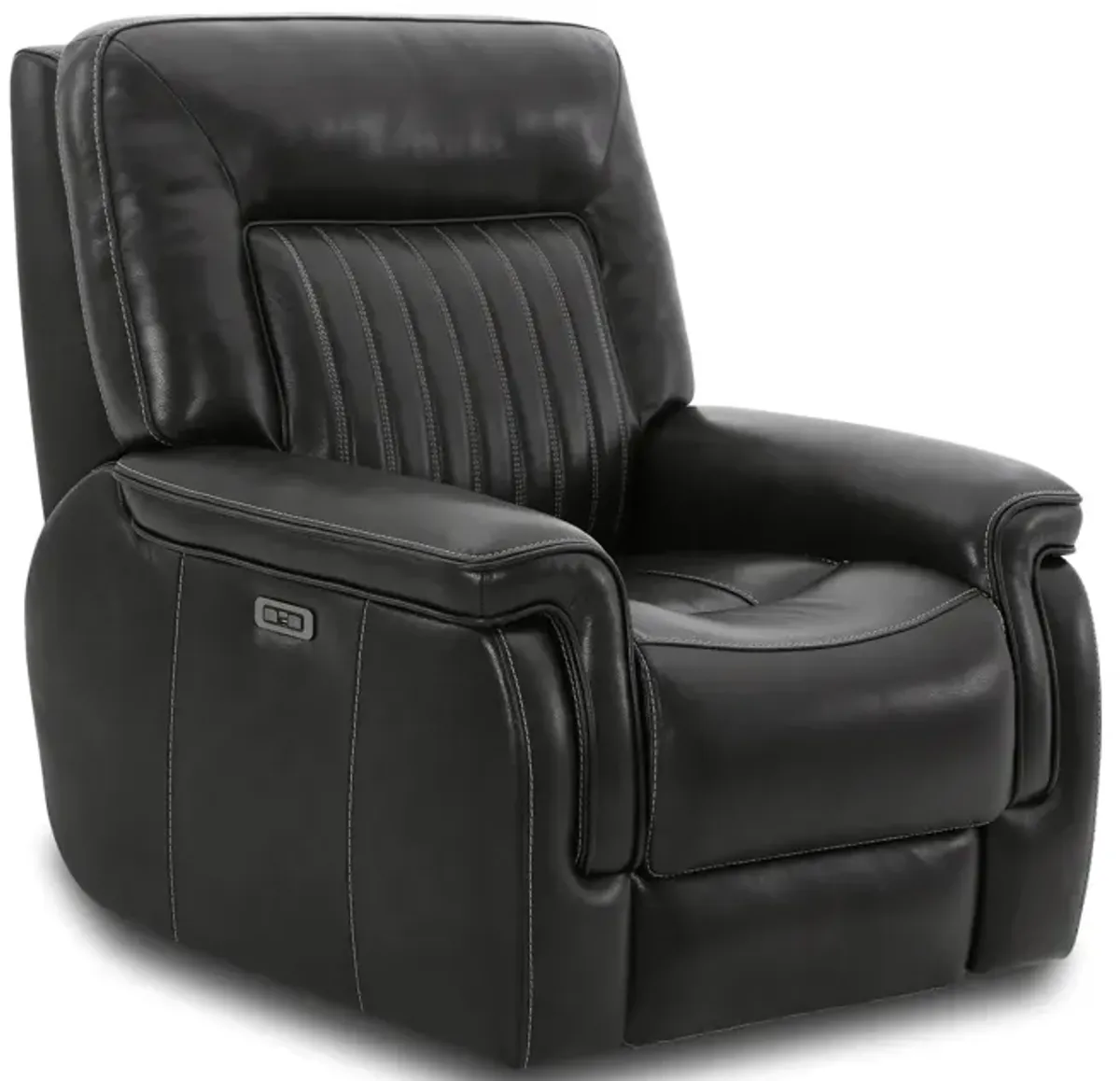 Edward Leather Power Recliner - Charcoal