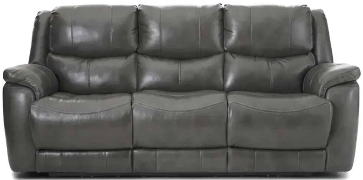 Dougie Leather Power Reclining Sofa - Grey