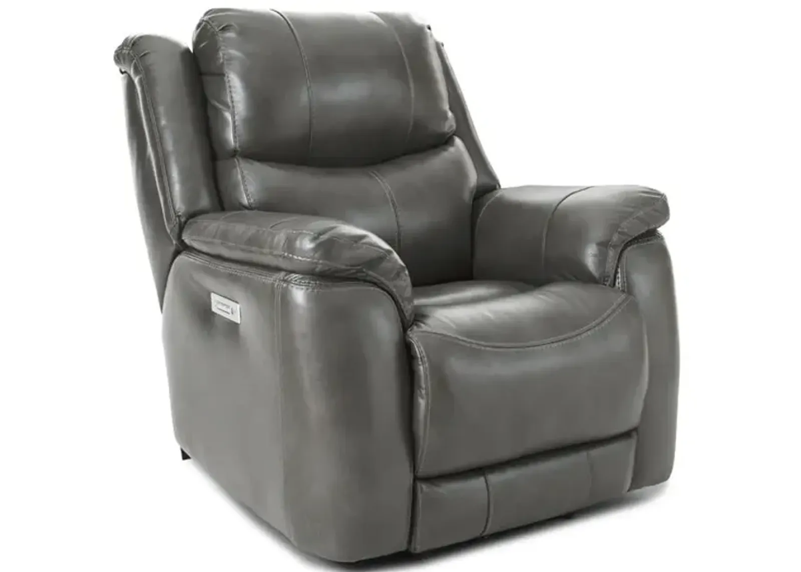 Dougie Leather Power Recliner - Grey