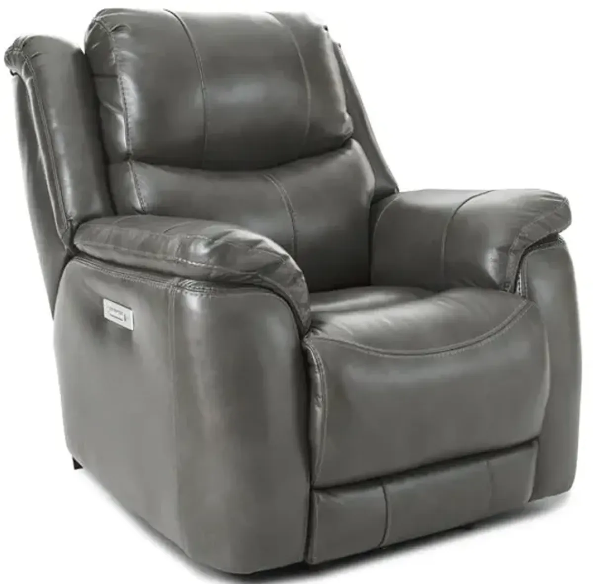 Dougie Leather Power Recliner - Grey