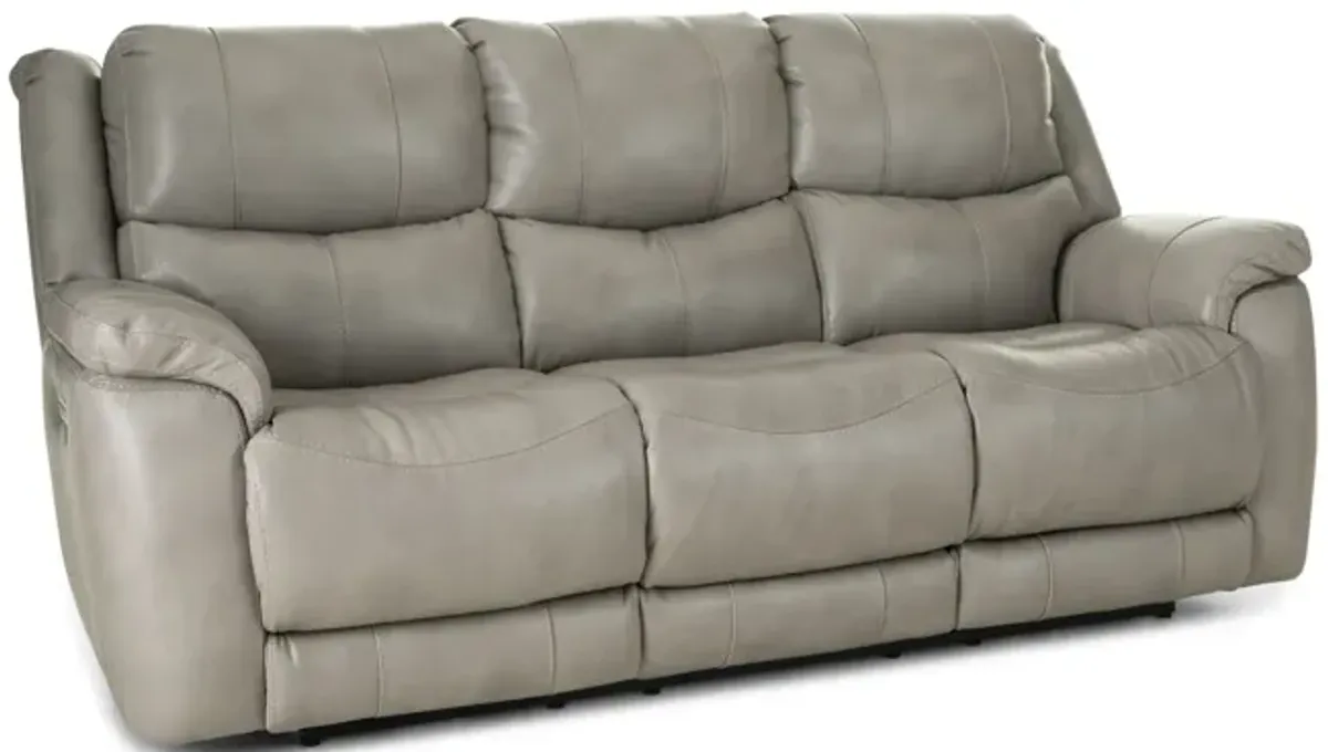 Dougie Leather Power Reclining Sofa - Mushroom