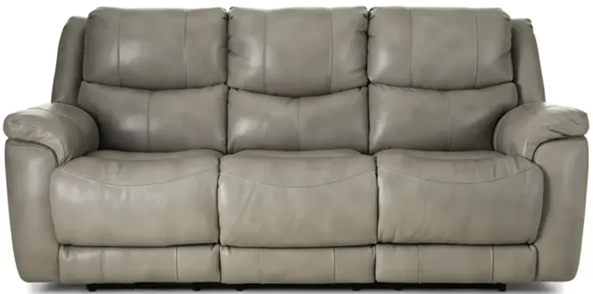 Dougie Leather Power Reclining Sofa - Mushroom