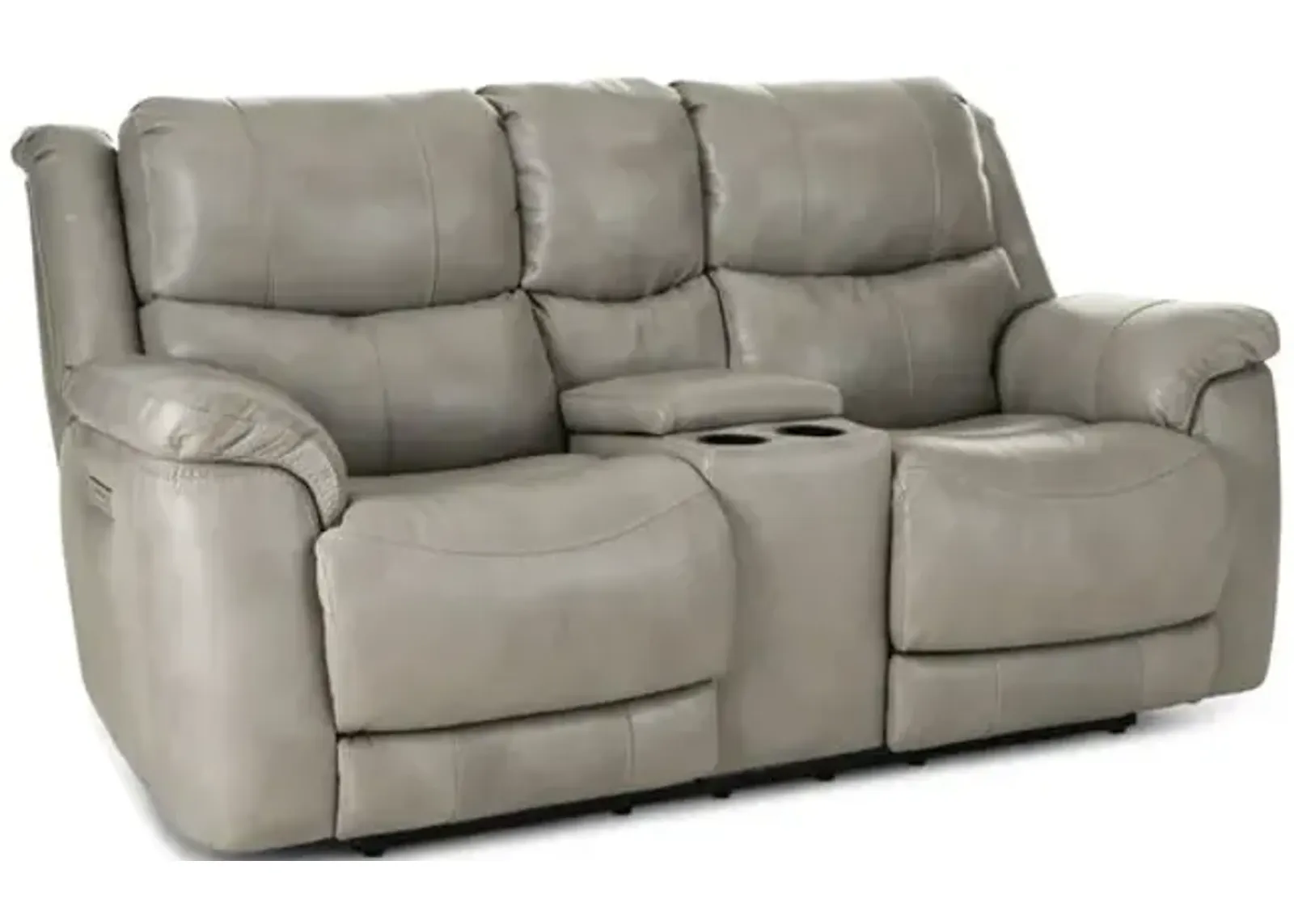 Dougie Leather Power Reclining Console Loveseat - Mushroom