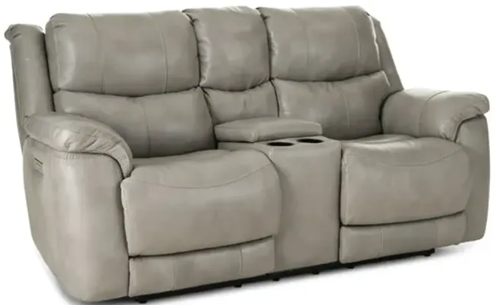 Dougie Leather Power Reclining Console Loveseat - Mushroom