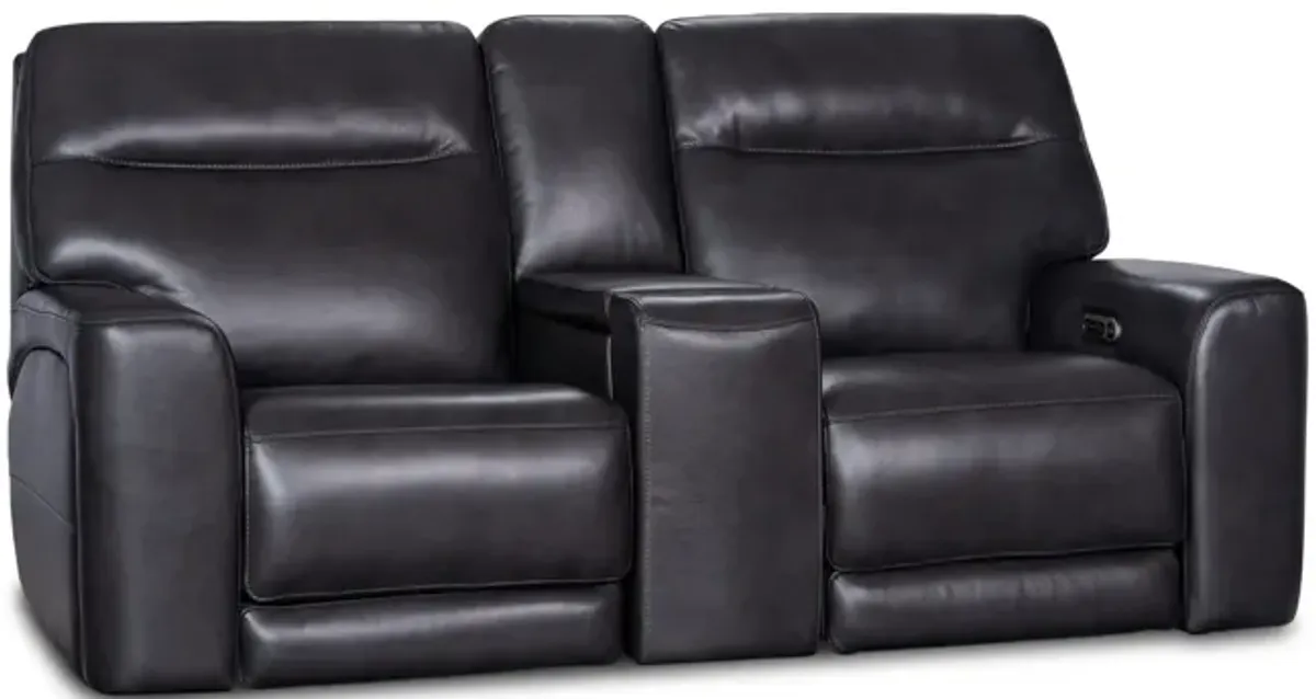 Marvel Leather Power Loveseat With Console