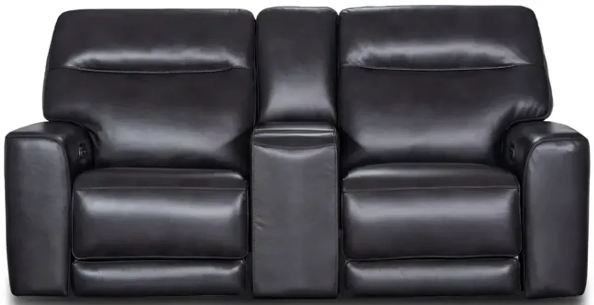 Marvel Leather Power Loveseat With Console