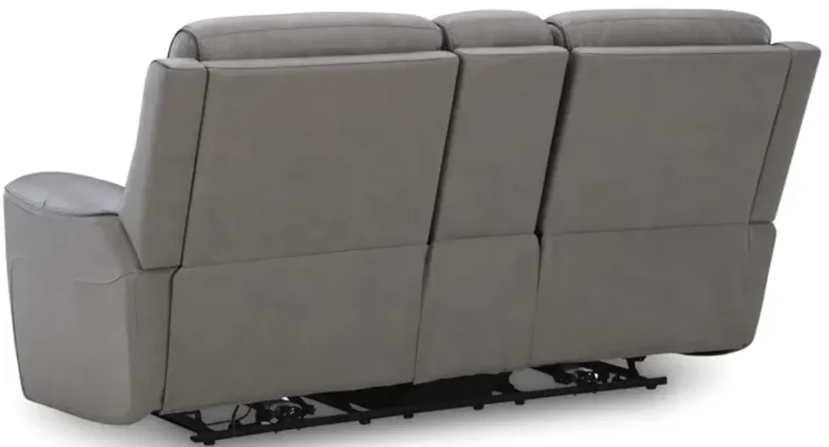 Campbell Leather Power Reclining Loveseat With Console