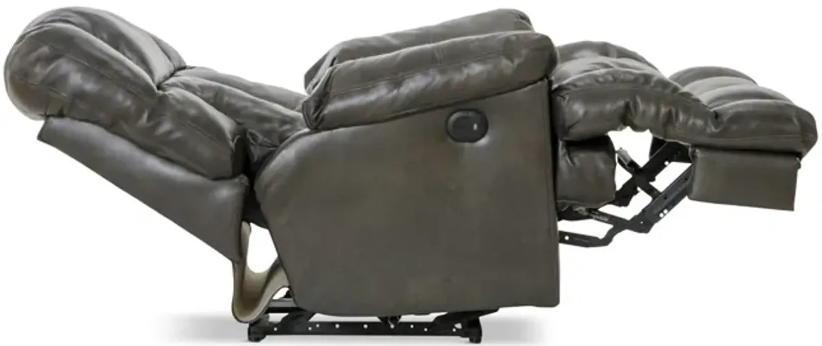 Regula Leather Lay Flat Power Recliner - Steel