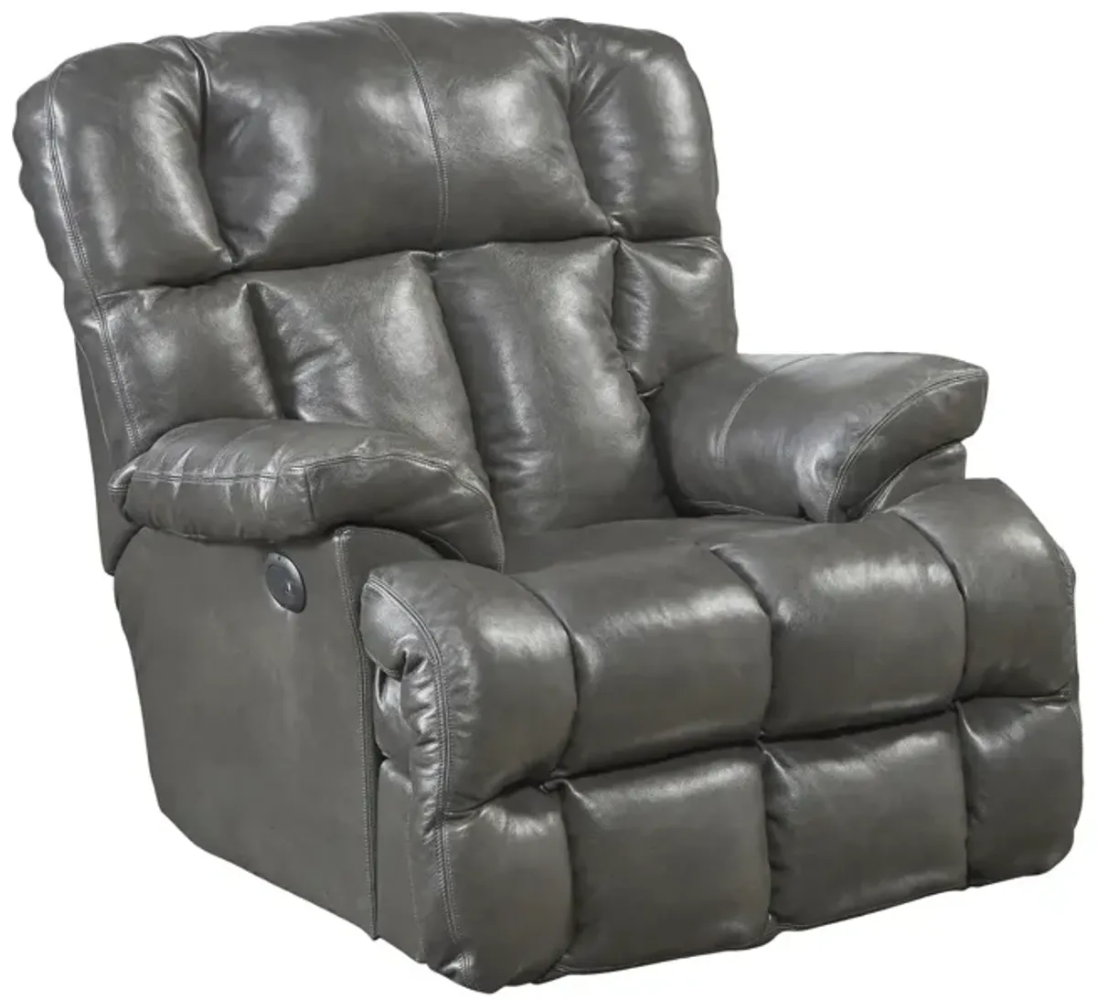 Regula Leather Lay Flat Power Recliner - Steel