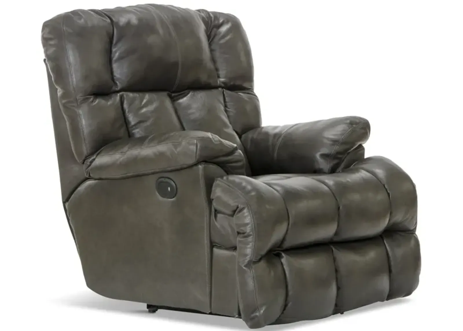 Regula Leather Lay Flat Power Recliner - Steel